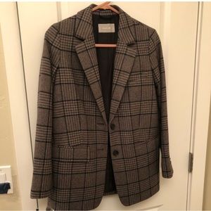 Rare Everlane Oversized Wool Blazer Chocolate Houndstooth 00